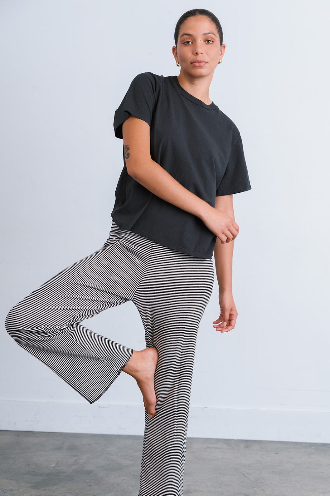 Hemp Baselayer Pant | B&W Stripes