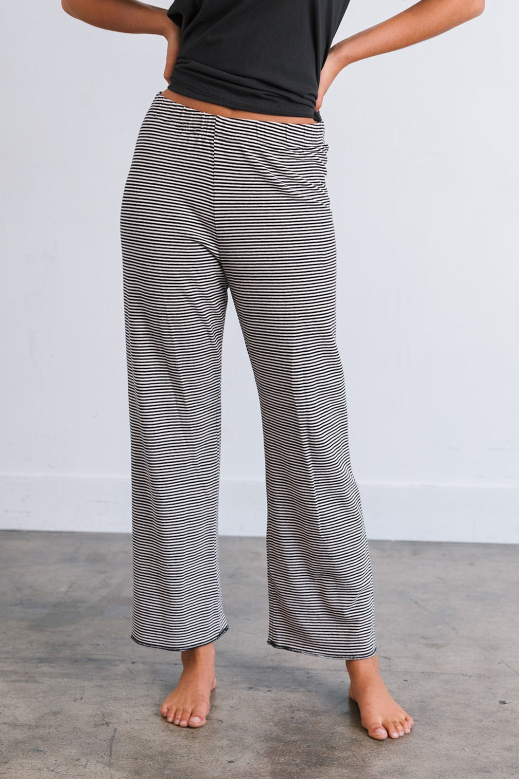 Hemp Baselayer Pant | B&W Stripes